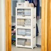 Alilang 22.44 Inch Stackable Storage Cabinet with Transparent Doors and Rolling Casters - Cream White - 2 of 4
