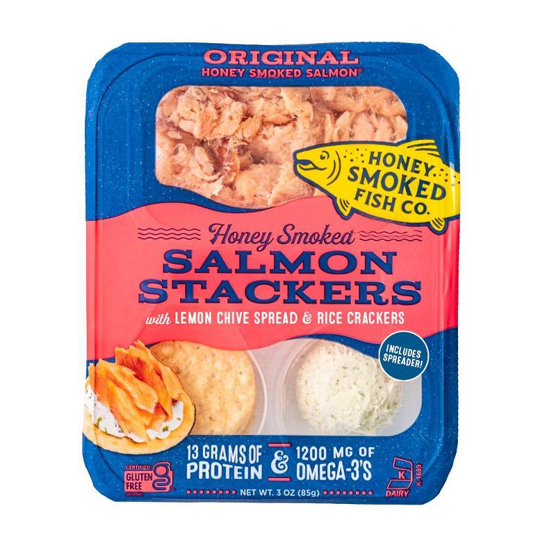 Honey Smoked Fish Co. Salmon Stackers Original - 3oz, 1 of 7