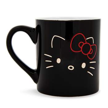 Silver Buffalo Sanrio Hello Kitty Black Outline Wax Resist Ceramic Mug | Holds 14 Ounces