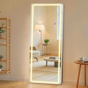 64"x21" Full Length Standing Mirror with LED Lights, Lighted Floor Mirror with Stand, Aluminum Alloy Thin Frame - 1 of 4