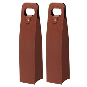 Unique Bargains Foldable Reusable Leather Wine Gift Bag for Picnic Party 2 Pcs - 1 of 3