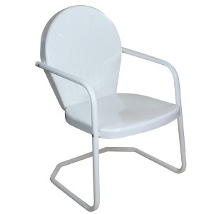 Northlight 34-Inch Outdoor Retro Tulip Steel Armchair, White - 1 of 4