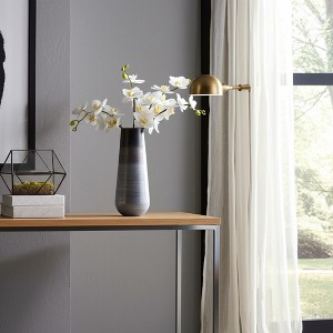 Metal Iron Vase - Modern Minimalist Flower Holder - Ombre Finish - Decorative Accent for Living Room, Bedroom, Office - 18" Gray & Black - 1 of 4