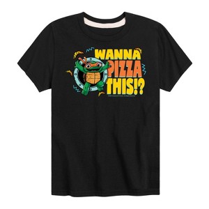 Boys' - Teenage Mutant Ninja Turtles Mutant Mayhem - Mikey Wanna Piece of This Short Sleeve Graphic T-Shirt - 1 of 4