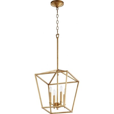 Gabriel Gold Leaf 4-Light Pendant with Satin Nickel Accents