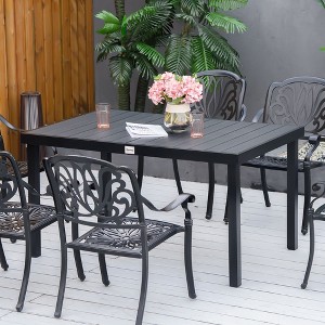 Sapphtopaz Patio Outdoor Table Patio Dining Table Aluminum Metal Legs Outdoor Dining Table Picnic Table for Garden, Lawn, Patio - 1 of 4
