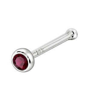 Jewelry Avalanche 22G 14K Gold Bezel-set Ruby Ball-end Nose Stud - 1 of 3