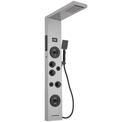 BWE 4-spray tower shower panel system with shower head and shower wand, LED light