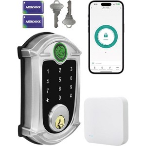 ZACHVO Keyless-Entry Wi-Fi Deadbolt Smart Lock with Fingerprint, Keypad, Key Fob, Smartphone App Control, Auto-Lock, IP56 Waterproof, Satin Nickel - 1 of 4