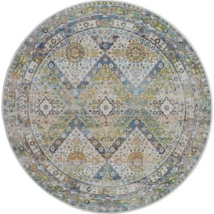 Global Vintage GLB07 Blue/Green Area Rug Farmhouse Vintage Diamonds By Nourison - 1 of 4