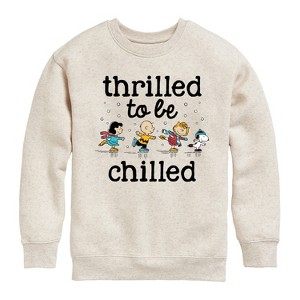 Boys' - Peanuts - Snoopy and Friends Thrilled To Be Chilled Graphic Long Sleeve Fleece Sweatshirt - 1 of 4