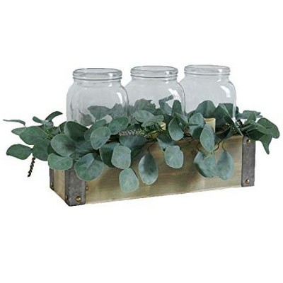TX USA Corporation Decorative Wood with Metal Trim Box with Greenery