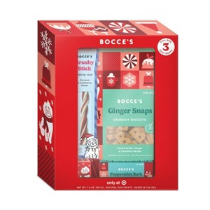 Bocce's Bakery Cinnamon, Cranberry, Coconut, Peppermint, Peanut Butter, Ginger Flavor Dental Hard Crunchy and Chewy Dog Treat Gift Set - 7.8oz - 1 of 4
