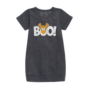 - Garfield - Garfield Boo Graphic Short Sleeve Fleece Dress - 1 of 3