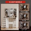 Corner Makeup Vanity Desk with Mirror & Lights, Adjustable 3-Color Brightness, Power Outlet, Includes Stool, Dark Finish for Girls - 3 of 4