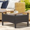 Tangkula Outdoor PE Wicker Ottoman Set of 2 Patio Rattan Footrest Seat with Soft Cushions & Curved Acacia Wood Handles Beige/Navy Blue/Red/Off White - 2 of 4