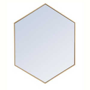 Elegant Lighting Metal frame hexagon mirror 30 inch in Brass - 1 of 4