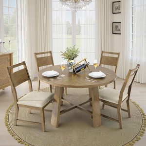 AMERLIFE 46" Round Solid Wood Dining Table,Mid-Century Kitchen & Lining Room Furniture - 1 of 4