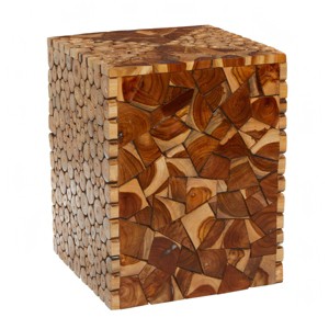 Contemporary Teak Wood Accent Stool Brown - Olivia & May: Entryway Furniture, Unupholstered Solid Design - 1 of 4