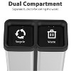 2x5.3 Gallon Dual Trash Can, Open Top Garbage Can, Fingerprint Proof Stainless Steel Recycling Trash Bin for Kitchen Home Office, No Inner Bucket - 3 of 4