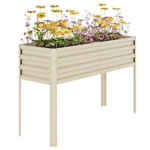 Galvanized Raised Garden Bed with Legs - 31.5" Tall, Watering Reservoir & Drainage, Steel Planter - 1 of 3
