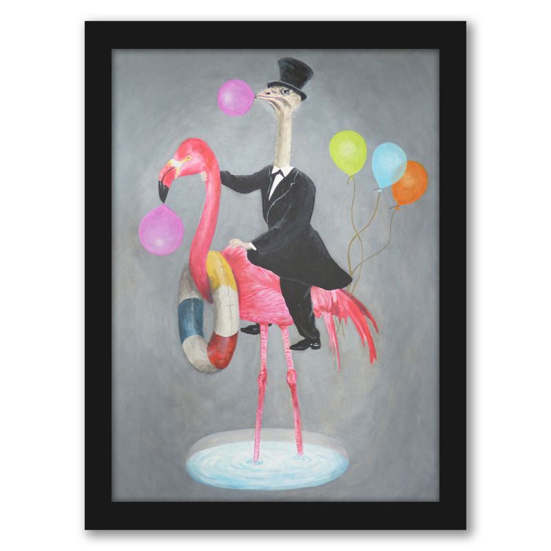 Americanflat Animal Modern Flamingo With Ostrich By Coco De Paris Black Frame Wall Art, 1 of 8