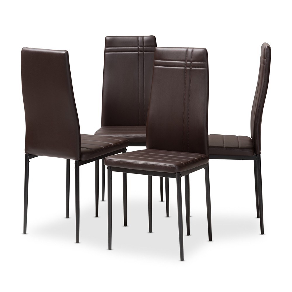 Photos - Dining Table Set of 4 Matiese Faux Leather Upholstered Dining Chairs Dark Brown - Baxto