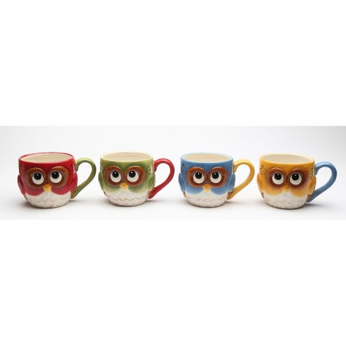 Kevins Gift Shoppe Ceramic Set Of 4 Colorful Owl Mugs - image 1 of 3