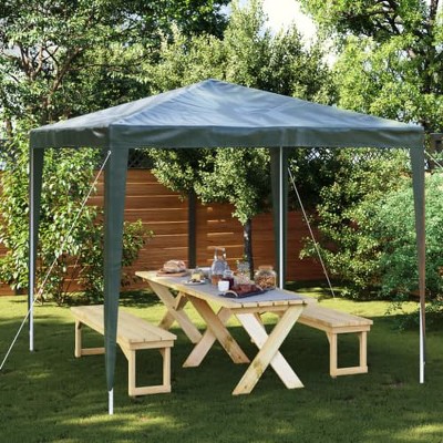 vidaXL Party Tent Green Polyethylene and Steel 8.2x8.2ft Collapsible