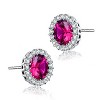Guili Sterling Silver Colored Cubic Zirconia Round Halo Stud Earrings, a Radiant and Classic Jewelry Piece for a Versatile and Elegant Appeal - 4 of 4