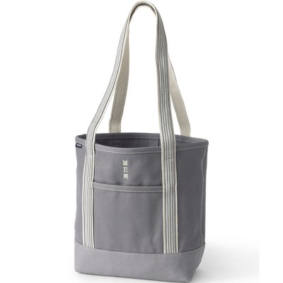 Lands' End Open Top Long Handle Canvas Tote Bag