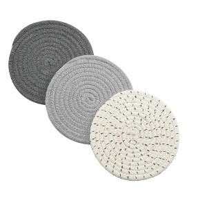 Itopfox Potholders Set of 3, 100% Cotton Thread Weave, Heat Resistant Trivets, Stylish Coasters, Hot Pads for Cooking and Baking, Perfect Gift - 1 of 4