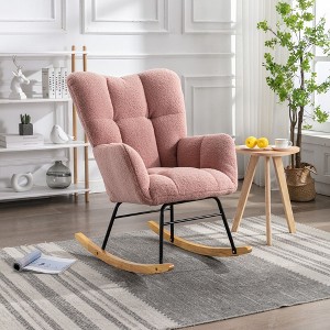 CAVINAS Rocking Chair Accent Chair Mid Century Modern Glider Rocking Chair with Padded Seat - 1 of 4