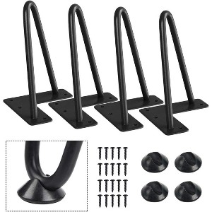 Aoibox 6 Inch Heavy Duty Metal Hairpin Furniture Legs with Rubber Floor Protectors for DIY Projects Black 4PCS - 1 of 4