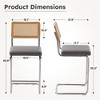Hyleory Faux Rattan Back Counter Stool, 26" Seat Height, Solid Wood Frame with Stainless Steel C-Shaped Base, Padded Seat - 3 of 4