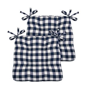 Kate Aurora Country Living Gingham Plaid Checkered Country Farmhouse Chair Cushion Pads - 1 of 1