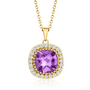 Ross-Simons 5.50 Carat Amethyst and 1.10 ct. t.w. White Topaz Pendant Necklace in 18kt Gold Over Sterling Size 18 - 1 of 3