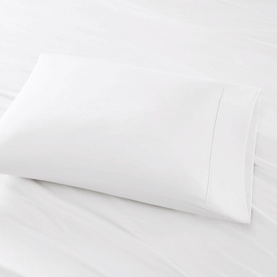 Queen White Cotton Blend Sateen 6-Piece Sheet Set