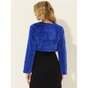 Allegra K Women's Cropped Open Front Collarless Long Sleeve Faux Fur Jacket - 4 of 4