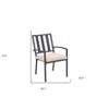 HomeRoots Set of Two Dark Gray Aluminum Outdoor Stacking Dining Chairs with Beige Cushion - 3 of 4