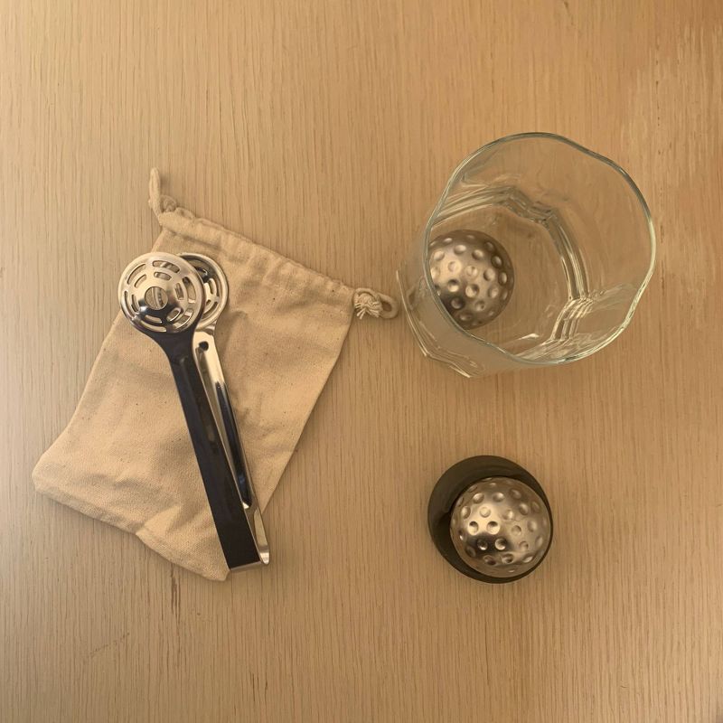 Outset Stainless Steel Golf Ball Whiskey Chillers with Storage Bag and Tongs Set of 2, 5 of 9