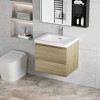 Vynxaria 24" Floating Bathroom Vanity with Sink: Modern Wall-Mounted Cabinet with Resin Basin & Soft Close Drawers in Natural Oak - 4 of 4