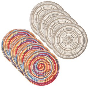 Unique Bargains Woven Braided Washable Decorative Round Placemat 8 Pcs - 1 of 4