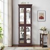 Vynxaria Cherry/Light Oak/Antique white Decorative Glass Storage Cabinet with Adjustable Shelves - 2 of 4