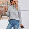 Women's Fall Casual Long Sleeve Hoodie Button Down Lapel Neck Pullover Shirt Top Blouse - 3 of 4