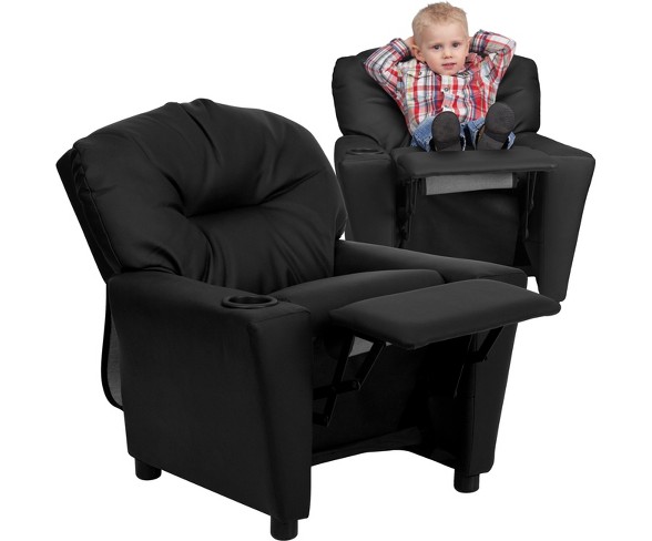 Riverstone Furniture Collection Leather Kid's Recliner Black