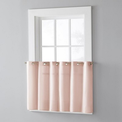 Blush Polyester Light-Filtering Grommet Kitchen Window Tier Pair