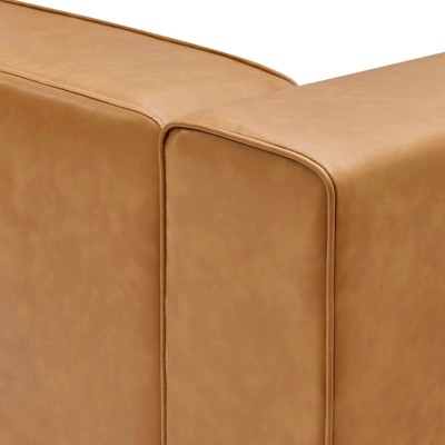Mingle 74'' Tan Vegan Leather Modular Sectional Loveseat