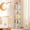 Costway 1/2 PCS 5-Tier Rotating Bookshelf 360° Display Rack with Dividers & Anti-falling Baffles Natural/White - 4 of 4