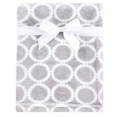 Neutral Gray and White Plush Baby Blanket with Elephant Security Blanket